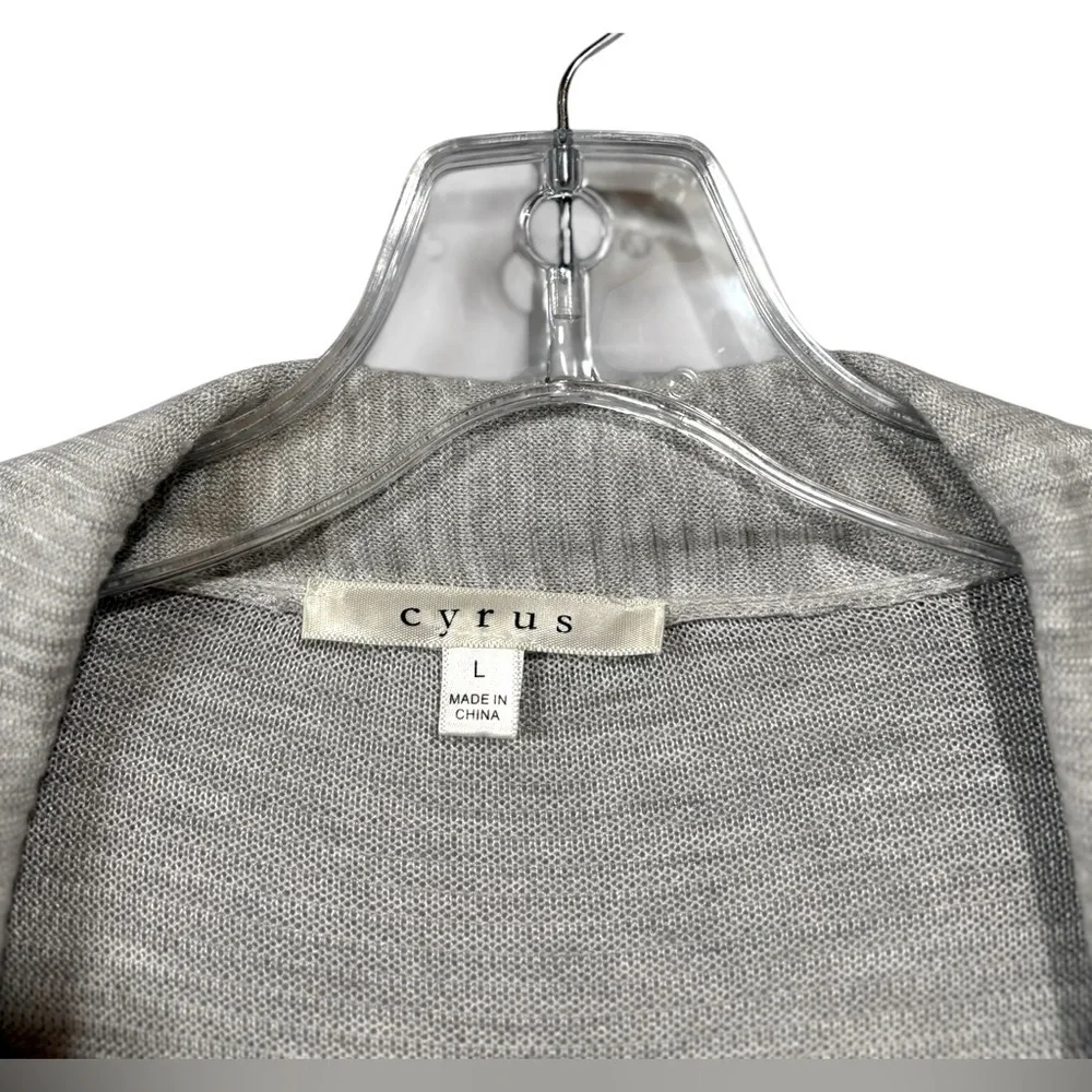 NWOT, Cyrus, Elegant Long Open-Front Cardigan, Large, Gray - Picture 6 of 8